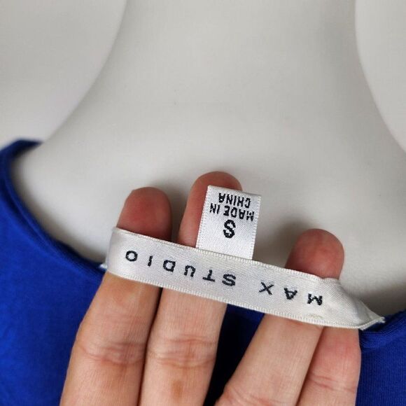 Max Studio Fit & Flare Dress Blue Knit Viscose Sleeveless Pullover Womens Small - Picture 5 of 5